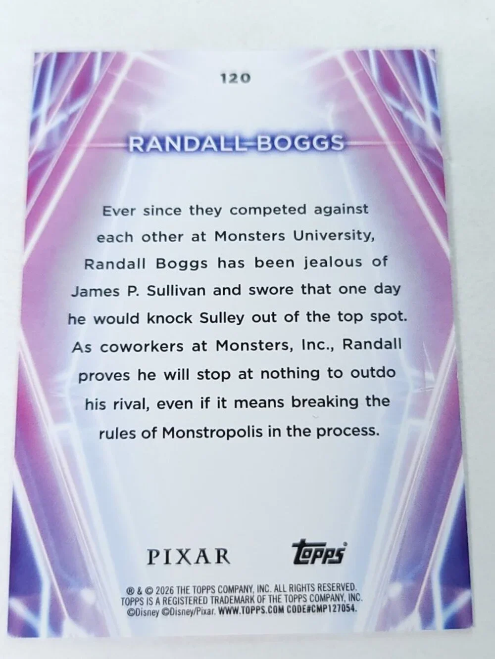 Randall Boggs Topps 2026 Disney Neon Holo Parallel Refractor Limited 032/150 - Picture 4 of 4